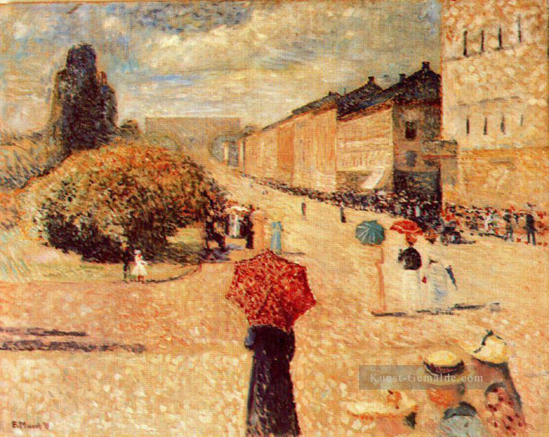 Frühlingstag auf der Karl Johans Straße 1890 Edvard Munch in Ölgemälde